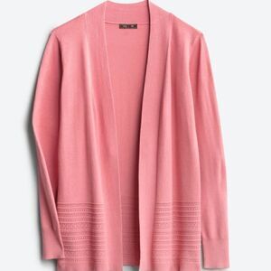 Lety & Me Gabby Pointelle Detail Cardigan in Coral Size Small